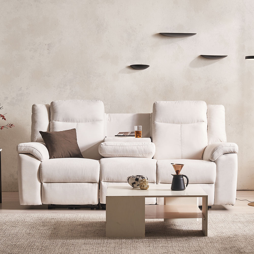 장인가구 코모아 가죽 4인용 전동 리클라이너 소파 컵홀더형