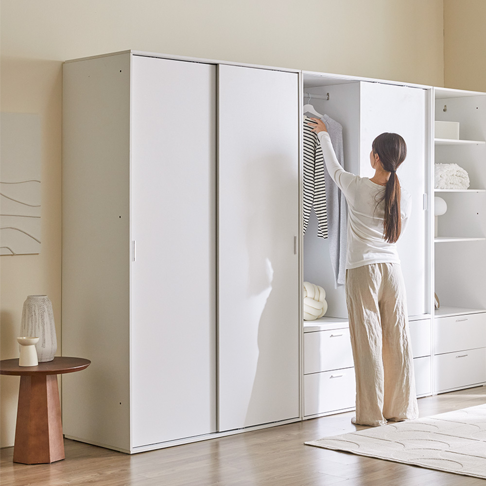 장인가구 나드 싱글 미니 슬림 600 2단서랍 키큰 옷장 오픈 행거형