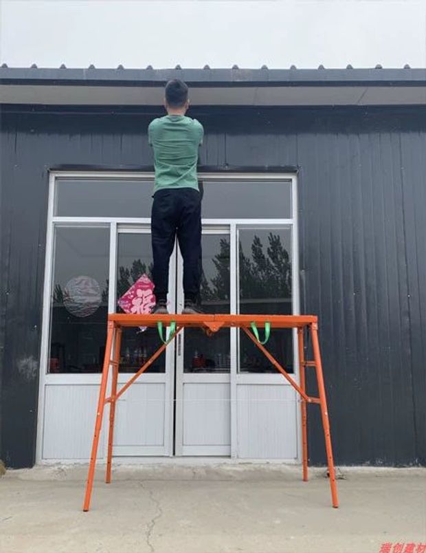 작업용말비계 우마 우마사다리 도배 고소 작업대 미끄럼 접이식 120x30 실버 표준 - 상세 이미지 3