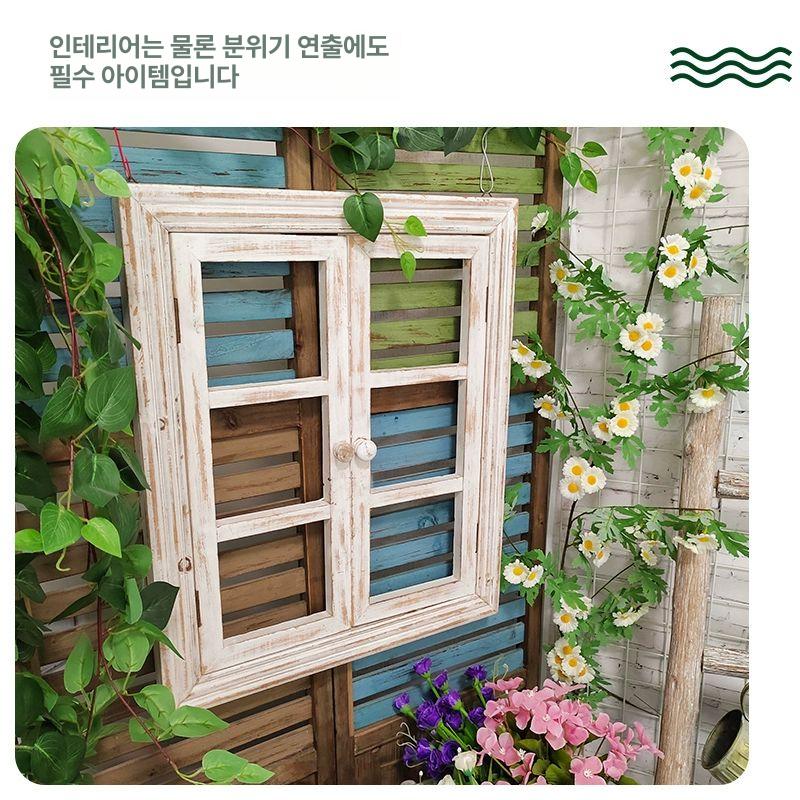 가짜 창문 인테리어 벽면 스튜디오 모형 실내 장식 창틀 작은 빈티지 화이트 50x60 - 상세 이미지 2
