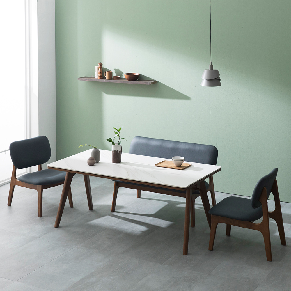 장인가구 칸토르 세라믹 원목 낮은 식탁 테이블 세트 4인 1400 패밀리 SE0등급