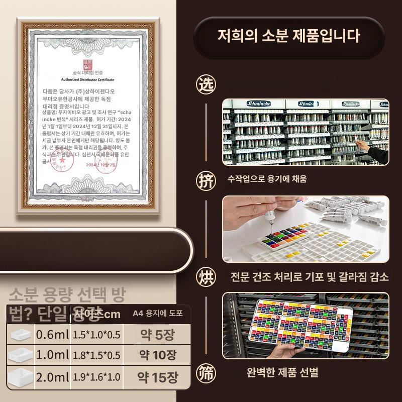독일 쉬민케 고체물감 미술 파레트 수채화 24색 미니 내구성 소형 24색 11개 0.6ml 투명 플라스틱 케이스 - 상세 이미지 3