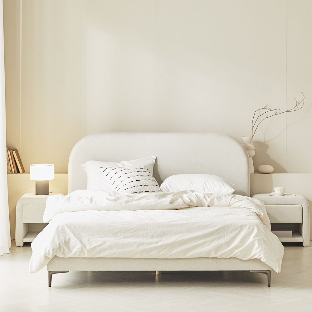 바스포르 몽글 아쿠아텍스 패브릭 저상형 호텔 낮은 침대프레임 Q 다리제외