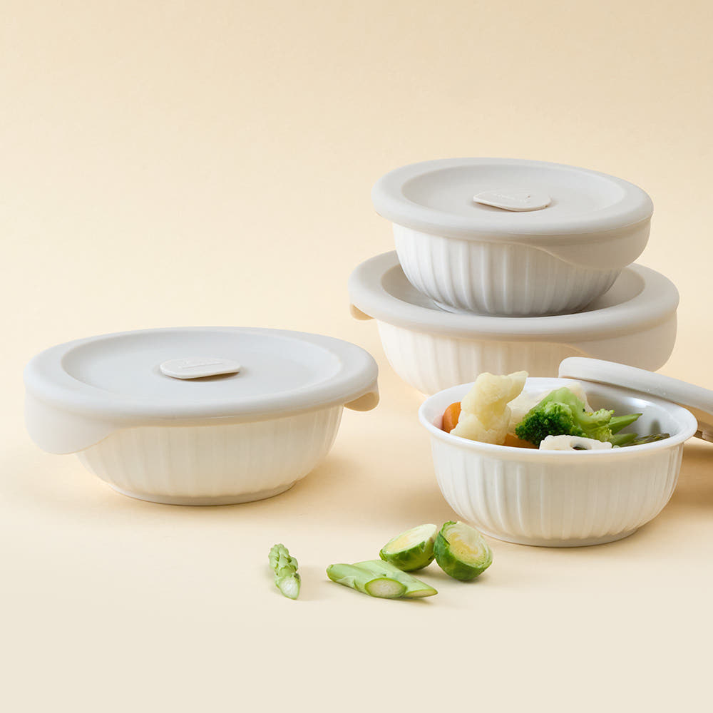 락앤락 바로한끼 도자기 밥용기 아이보리 250ml 2P+355ml 2P 혼합세트