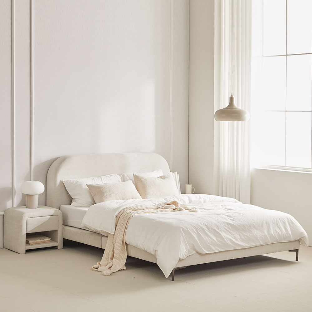 바스포르 몽글 아쿠아텍스 패브릭 저상형 호텔 낮은 침대프레임 Q 다리제외