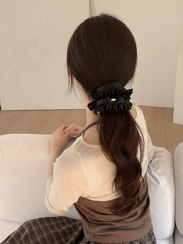 [제작] 모리스 새틴 프릴 스크런치 - 트윌 레이스 셔링 풍성 헤어스크런치 빅사이즈곱창밴드 - 상세 이미지 3