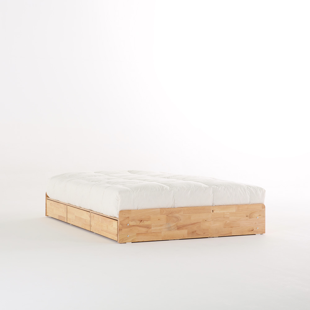 장인가구 케트렌 원목 무헤드 수납 침대 Q 프레임