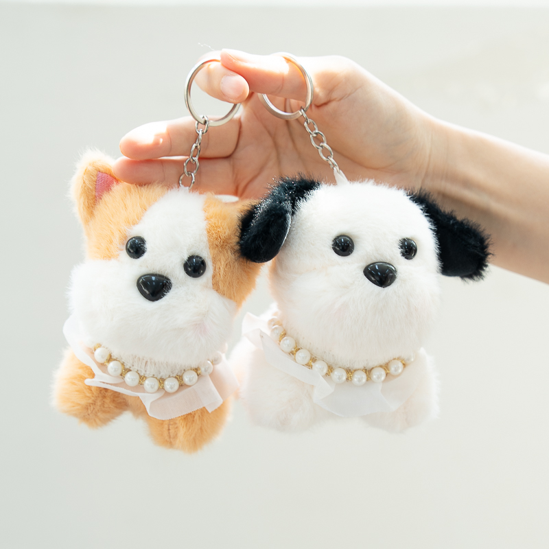진주목걸이 멍멍이 키링 강아지 인형 말티즈 시츄 웰시코기 열쇠고리 - 상품 이미지