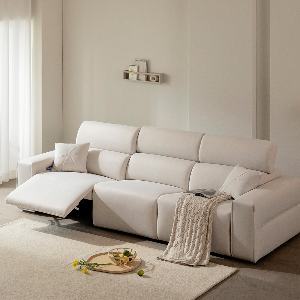 장인가구 조디 4인용 제로월 양방향 USB 모션 전동 리클라이너 패브릭 소파