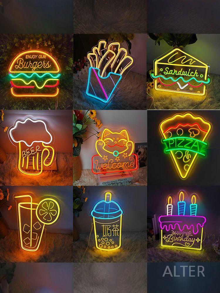 LED 네온사인 식당 인테리어 오픈 레스토랑 영업 선인장 20x35cm - 상세 이미지 2