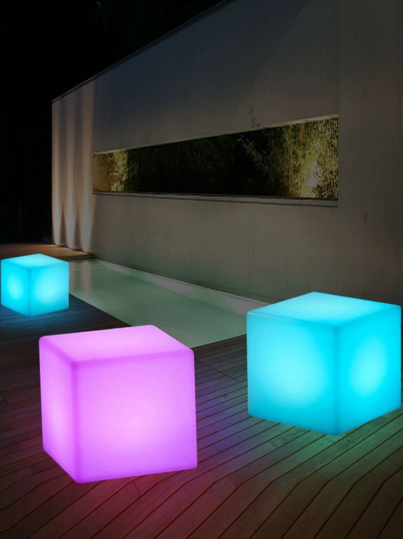 led의자 야외 라운지 스툴 펜션 카페 조명 80x80x80cm - 상품 이미지