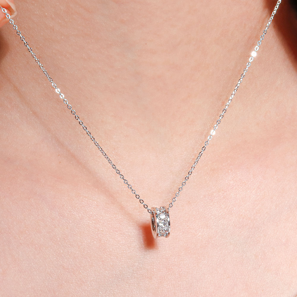 2.5mm 천연 다이아 아모르 원형 링 펜던트 원통 메달 - 상세 이미지 4