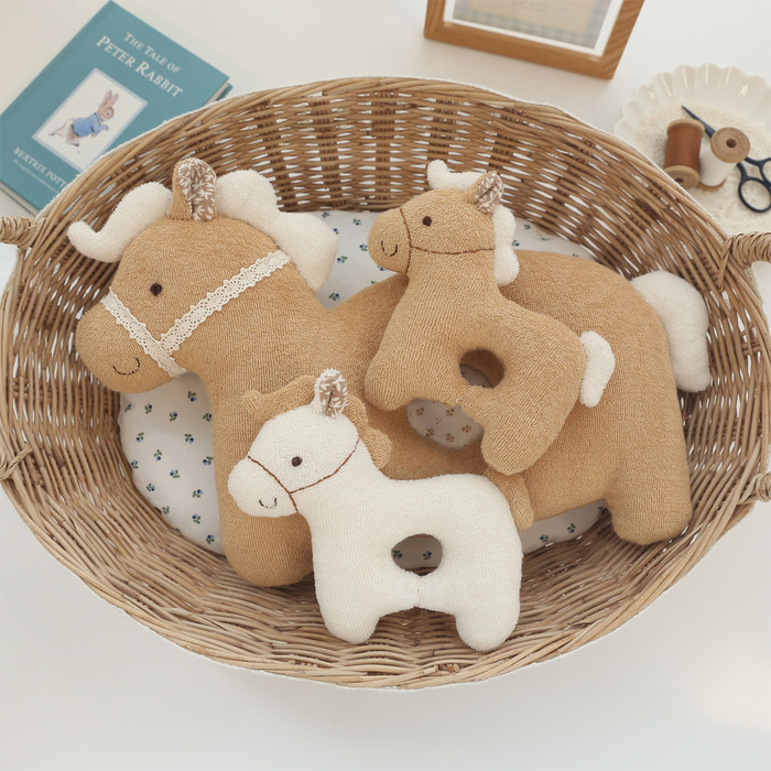 오가닉 아기 말 포니 딸랑이 애착 인형 만들기 임산부 태교바느질 아기용품 DIY