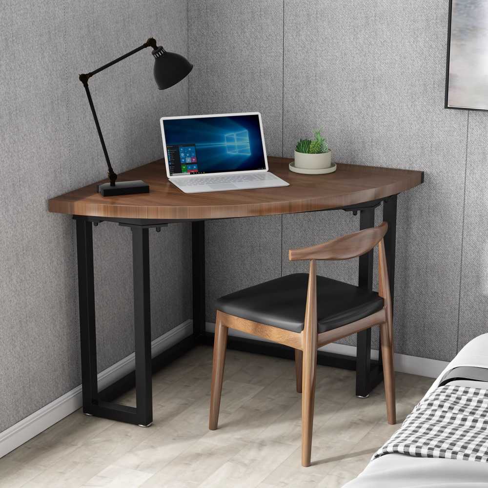 코너 책상 삼각형 디자인 북카페 원룸 소형 가구 구석 삼각 60x60x75 월넛 3cm - 상세 이미지 3