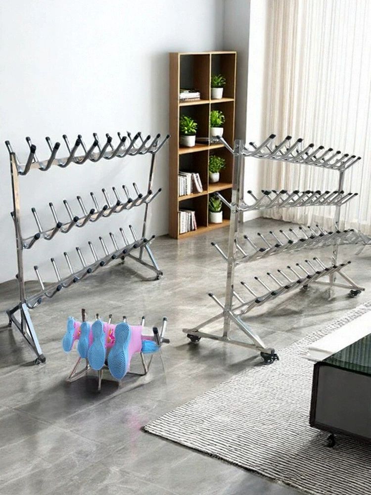 장화거치대 장화건조대 스텐 수납 거치대 정리대 스테인레스 장화 수산시장 강철 신발장 선반 100x40x90cm 22켤레 - 상세 이미지 2