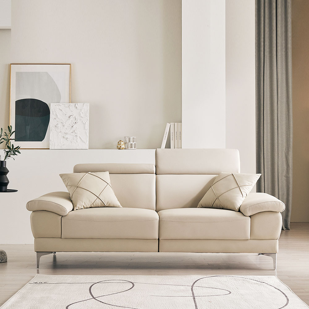 장인가구 모노바 비건 실리콘 가죽 3인 소파 (스툴 미포함)