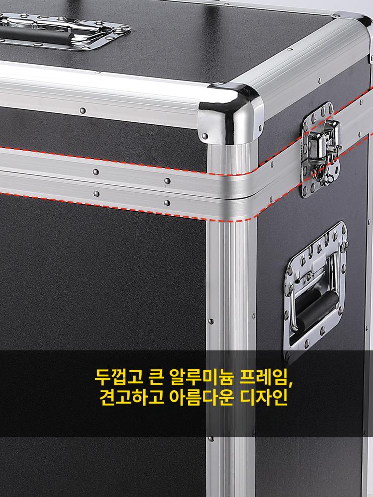 27인치 모니터 알루미늄 케이스 캐리어 컴퓨터 이동 본체 키보드 수납 중형 블랙 4개 회전 중형 타워 트롤리 케이스 - 상세 이미지 4