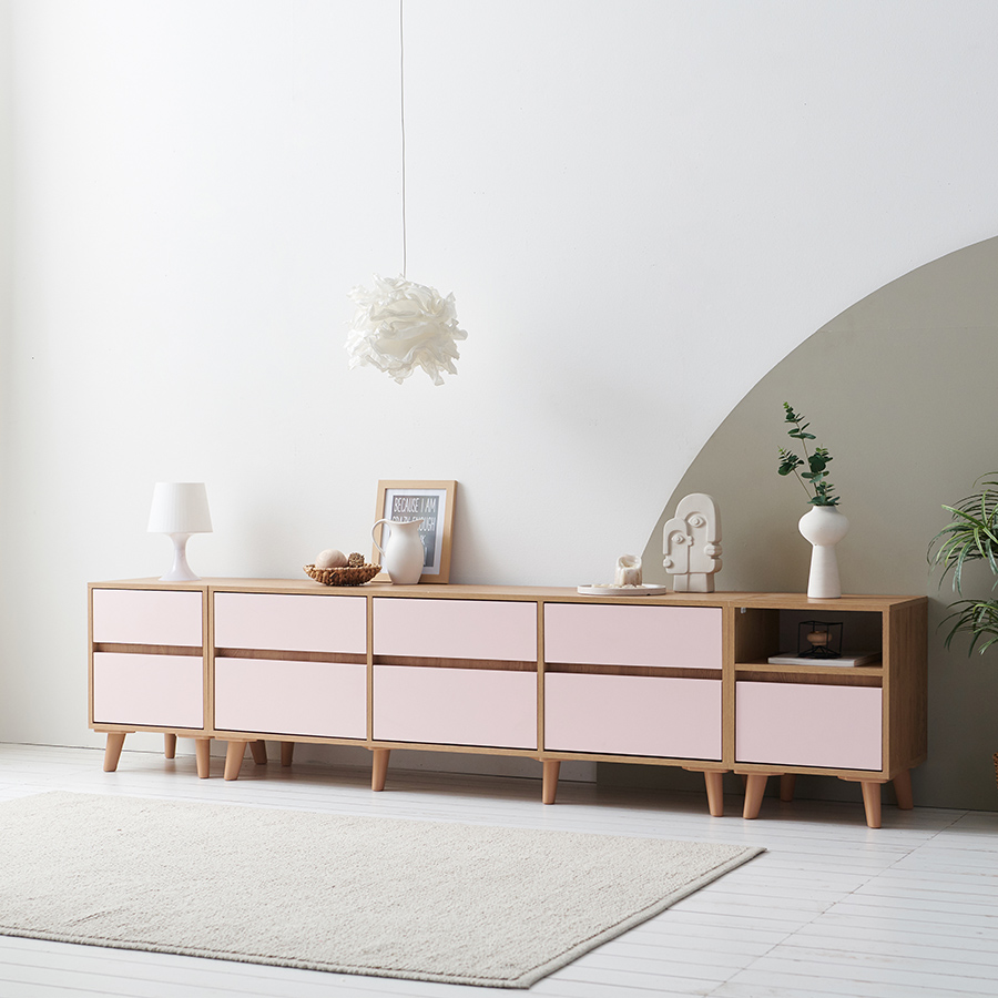 장인가구 헤렌 TV 다이 선반 오픈형 미니 거실장