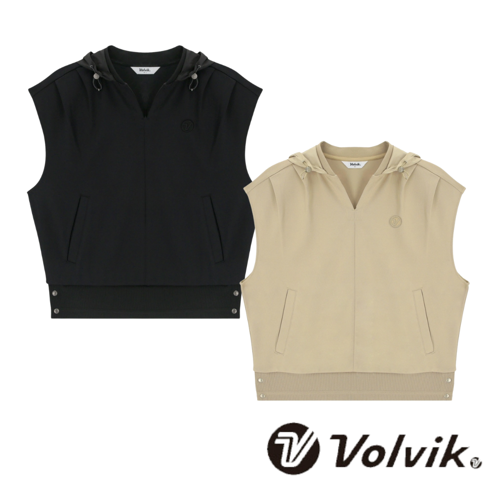 볼빅 골프웨어 여성 골프 조끼  우븐 후드 니트 베스트 후드조끼 간절기 상의 VLMTP801 - 상품 이미지