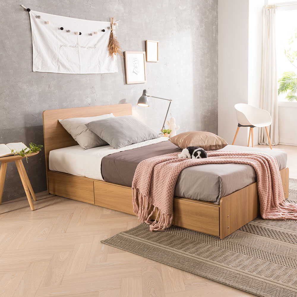 장인가구 토리노 헤드 3단 서랍형 원룸 침대 프레임 슈퍼싱글