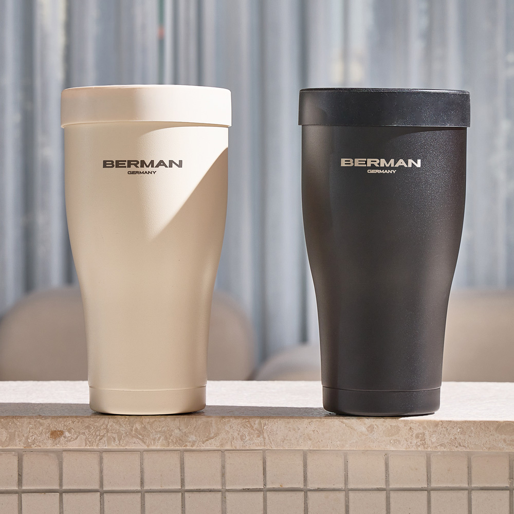 베르만 대용량 보온 보냉 차량용 빨대 뚜껑 커피 텀블러 850ml, 블랙 - 상품 이미지
