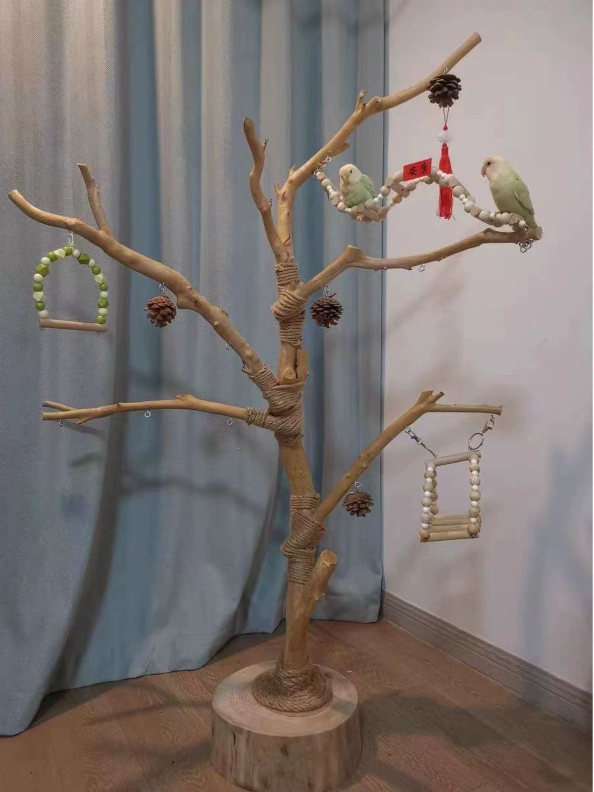 앵무새 횃대 나무 금화조 자연목 새집 사다리 높이 70cm 70cm - 상세 이미지 2