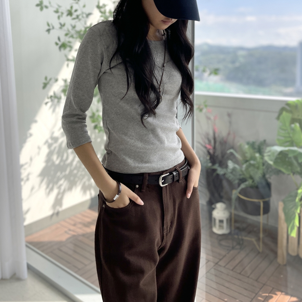 여성와이드팬츠 가을 도톰한 후들 면 코튼 브라운 블랙 여자 벌룬핏 통바지 코지배럴팬츠 이미지 7