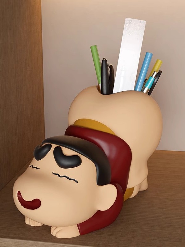 짱구 연필꽂이 책상 정리함 데스크탑 사무용품 피규어 귀여운 수납함 크레용 신짱 - 상세 이미지 5