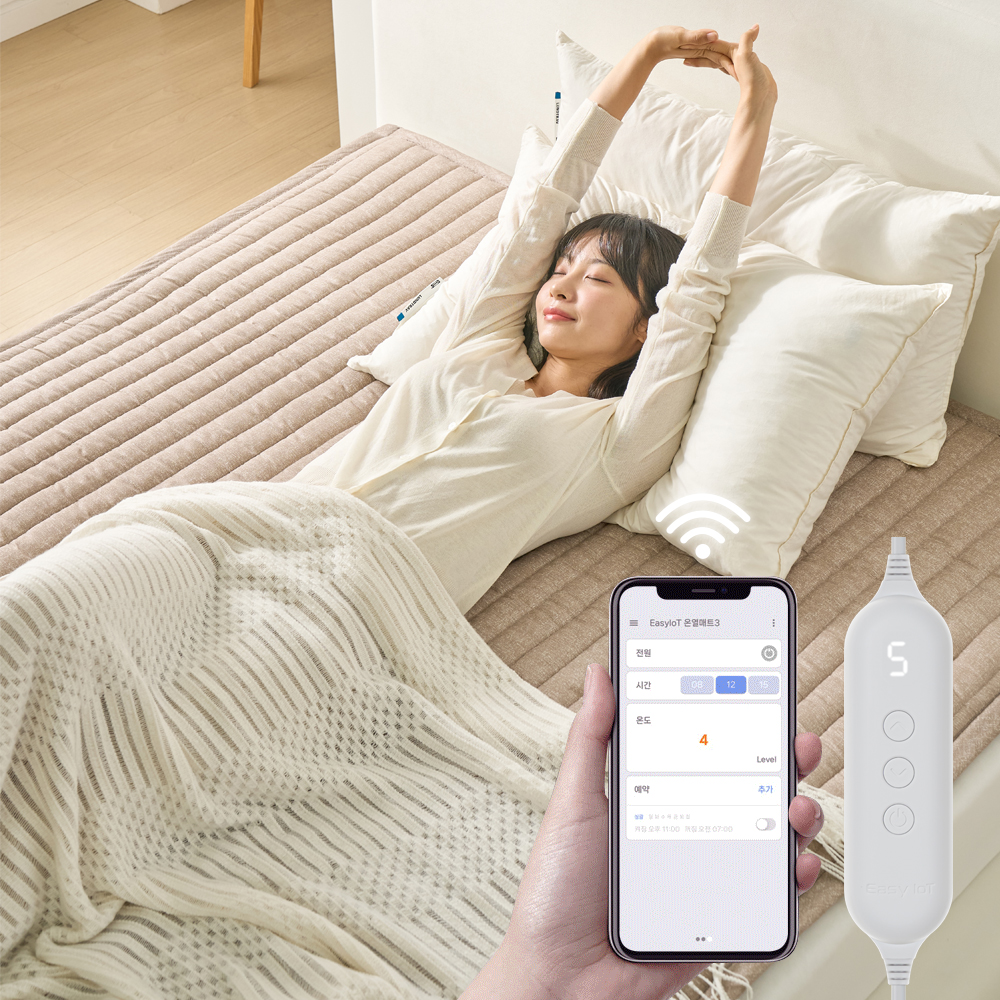 곰표한일 카본 탄소매트 전자파없는 원격제어 IOT 전기요 베이지 미니싱글