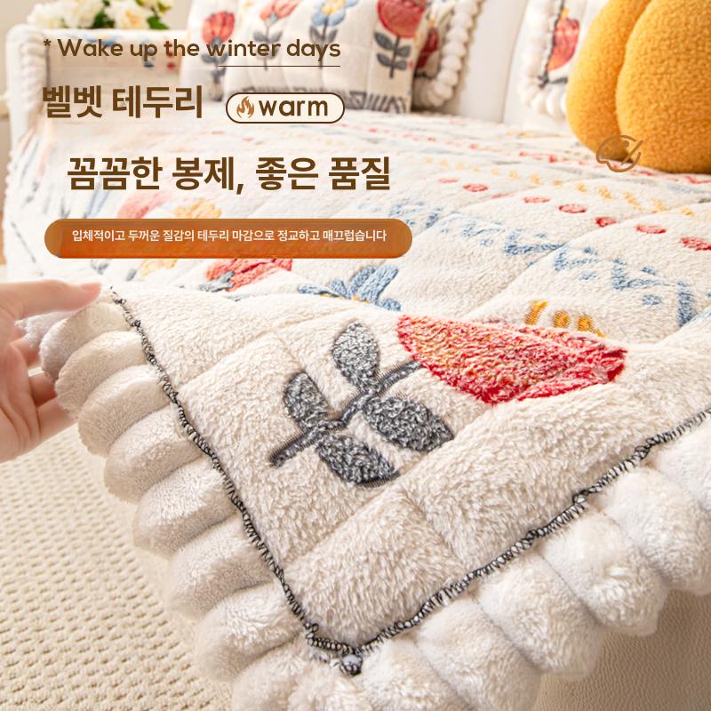 벨벳 쇼파패드 극세사 인테리어 미끄럼방지 북유럽 덮개 따뜻한 겨울용 쇼파 쇼파러그 소파덮개 보헤미안 30x50cm 쿠션 커버 - 상세 이미지 3