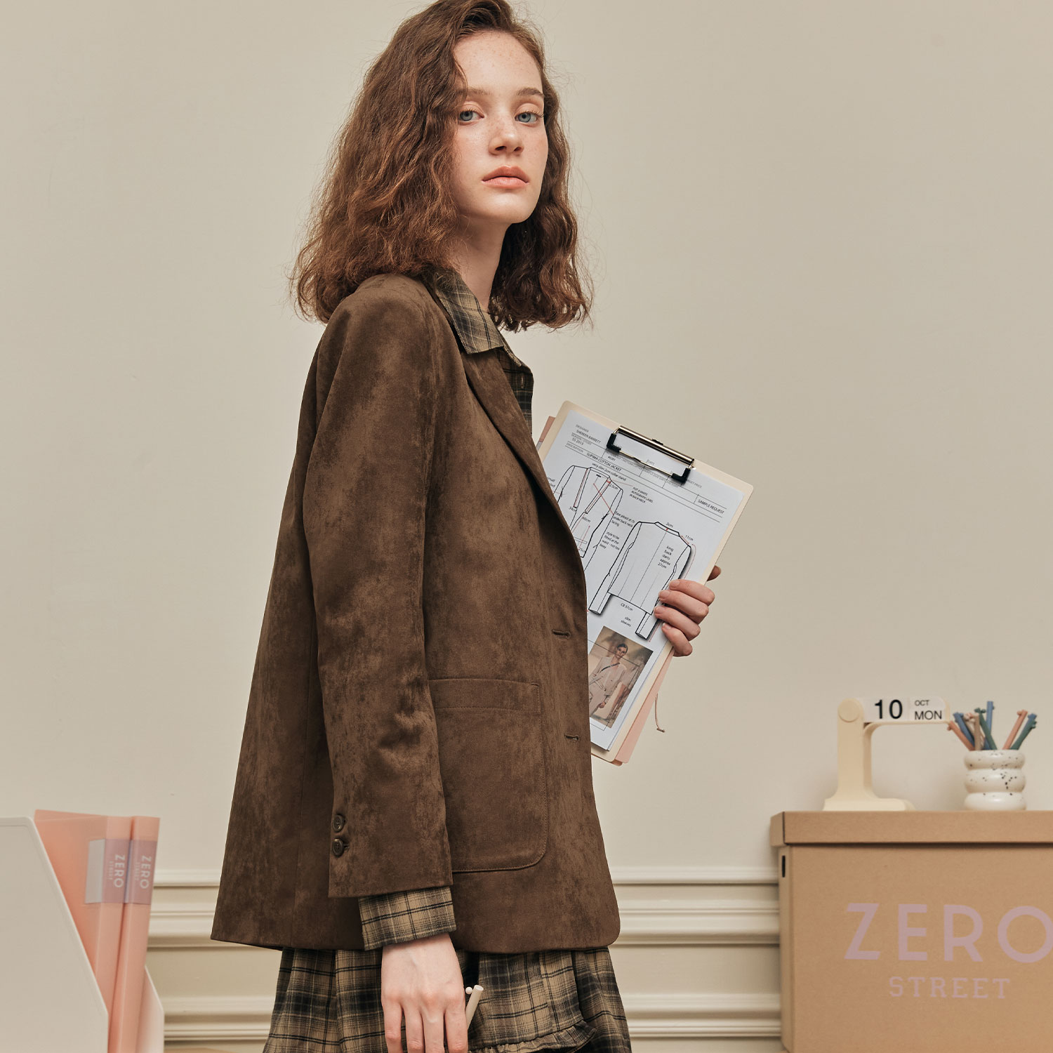 [11/10예약배송] [제로스트릿] 뒷 트임 스웨이드 자켓 BACK SLIT SUEDE JACKET / BROWN - 상세 이미지 2