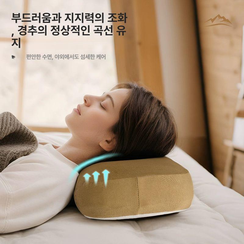 캠핑 베개 여행용 목베개 메모리폼 쿠션 휴대용 사무실 낮잠 미니 접이식 소형 업그레이드속통x포레스트그린 - 상세 이미지 3