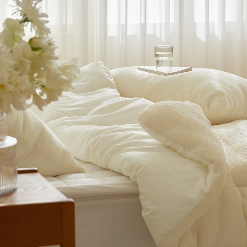 마틸라 부드러운 신축성 소프트휩 셔링 극세사 겨울 차렵 이불 베개세트 SS