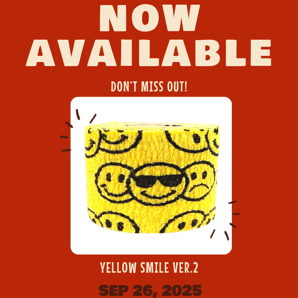 패턴 훅그립테이프 크로스핏테이프 유도 역도 손가락 자가접착 테이핑 접착제X 노랑스마일 2.5cm X 4.5m 이미지 3