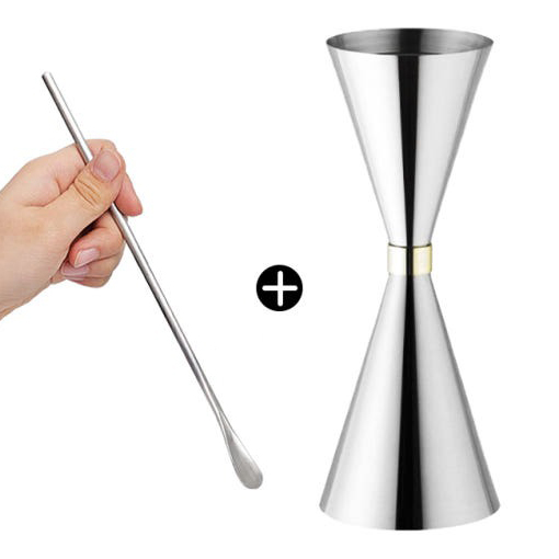 칼딘 홈텐딩 지거 칵테일 계량컵 눈금형 골드링 지거 30/45ml + 슬림 바스푼 - 상품 이미지