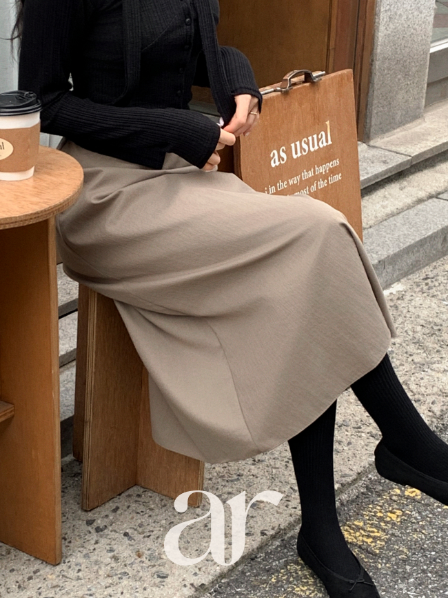 (벨트세트하체군살완벽커버) 하이웨스트 뒷밴딩 플레어 롱 스커트 하객룩 sk7479 - 상세 이미지 5