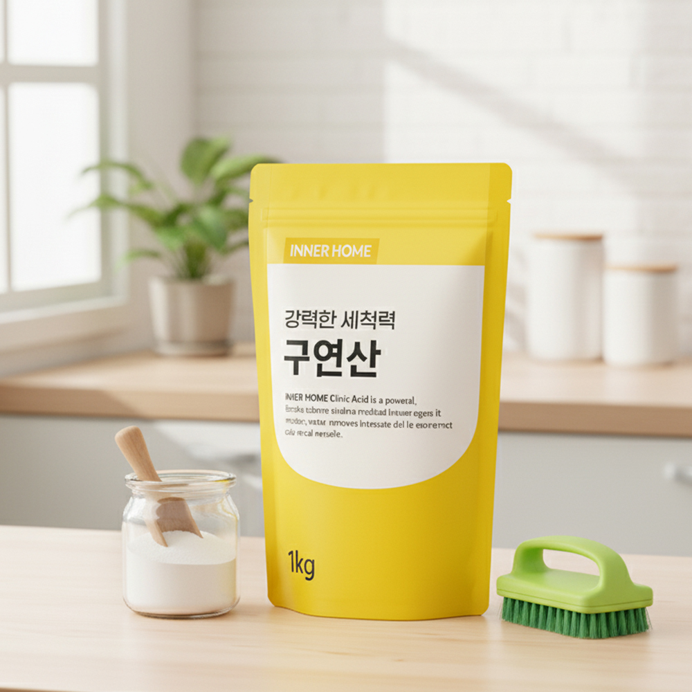 이너홈 천연 구연산 가루 1kgx3개 세탁조 청소 배수구 탈취 친환경 다목적세제 - 상품 이미지