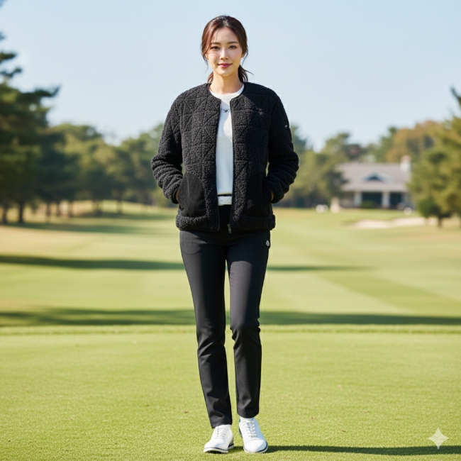 헤지스골프 여성 겨울 경량 플러피 라이트 보온 골프웨어 패딩 자켓 - 상세 이미지 2