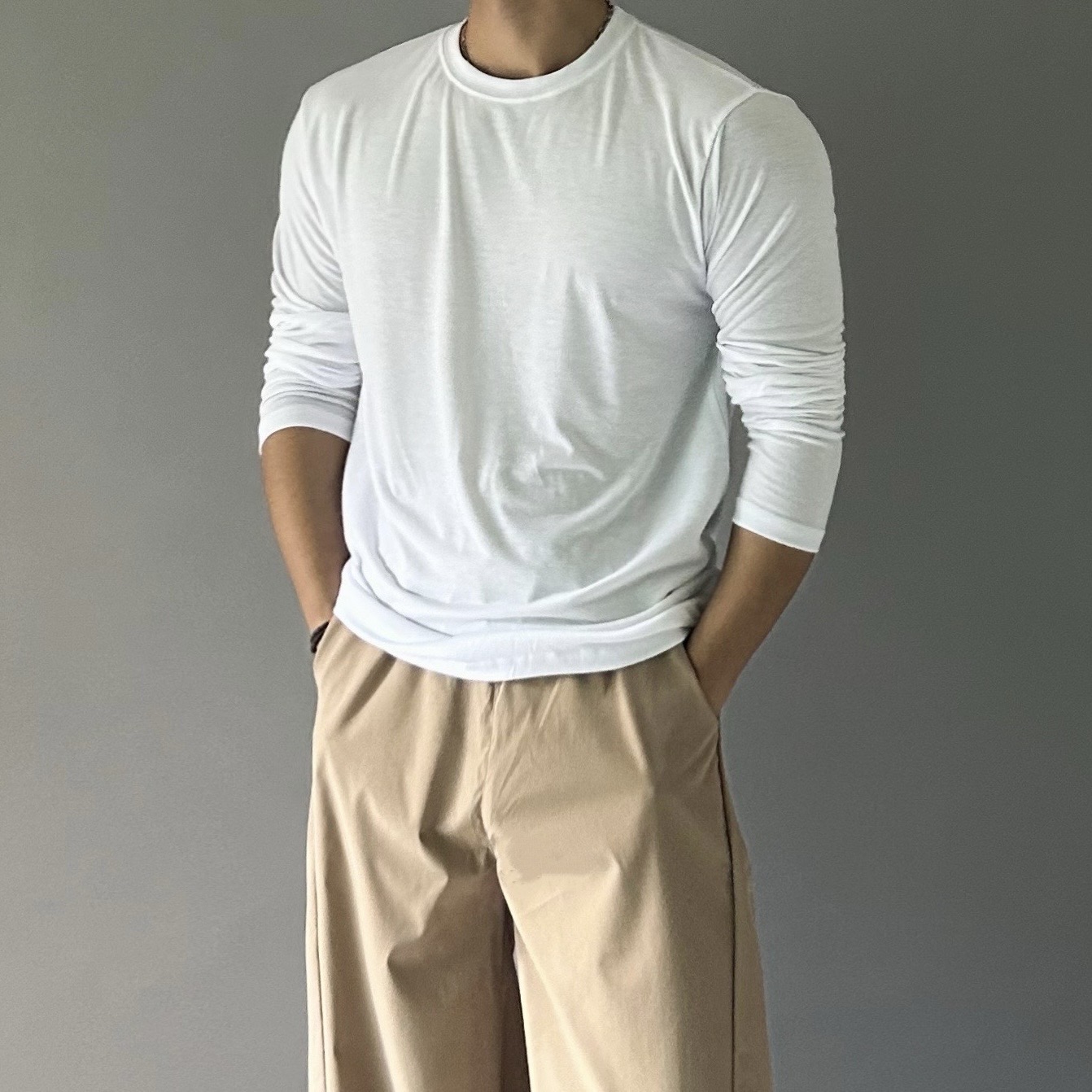 무지티셔츠 흰색티셔츠 러닝긴팔티 - 상세 이미지 5