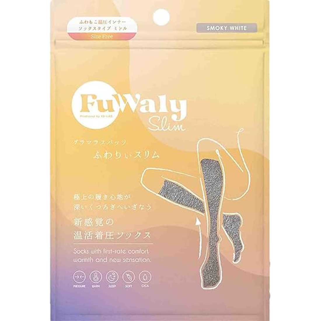 글래머러스 팻츠 압박하면서 따뜻하게 푹신푹신한 슬림 압박 양말 미들 스모키 화이트