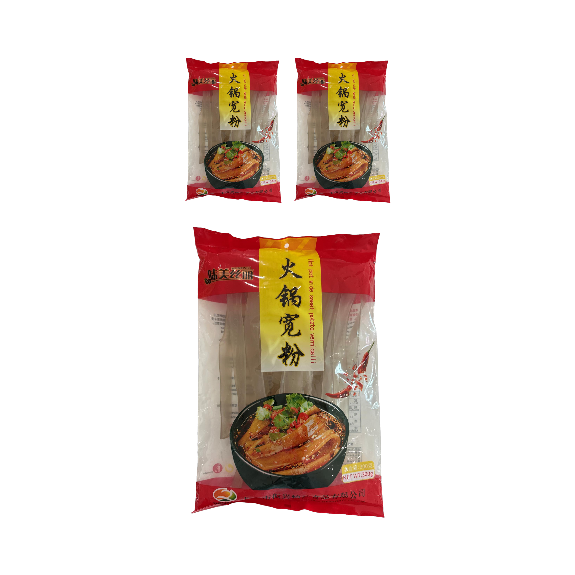 롱커우진싱 중국 마라탕 훠거 넓은 당면(고구마전분 84% 함유) 300g, 3개 - 상품 이미지