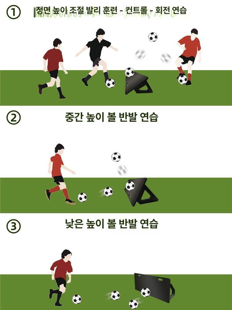 축구리바운드 보드 장비 연습기 슈팅 골대 풋살 연습 볼컨트롤 훈련용 리턴 2각도 타겟 리바운드 샌드백2개포함 - 상세 이미지 3