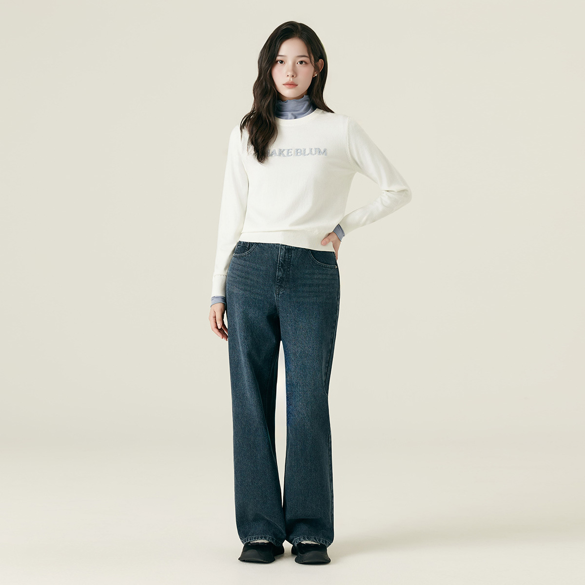 로엠 난스판 와이드 데님 팬츠 RMTJF4TG13 - 메인 이미지