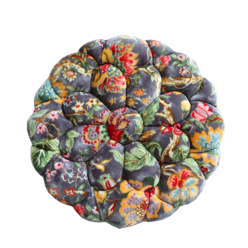 바세티 사계절 쿠션 극세사 그레이, 1인용 원형