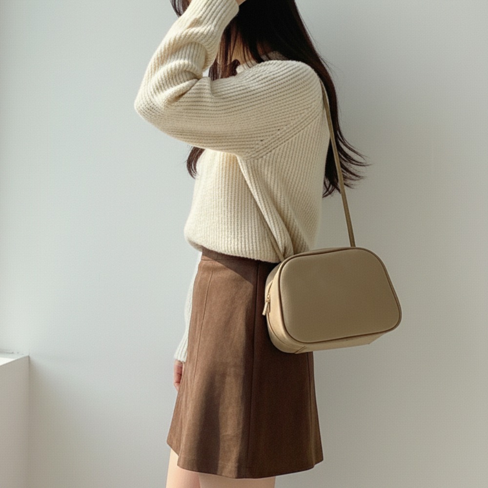 스웨이드 여성 미니 숄더백 가을 겨울 데일리 가벼운 세무 가방 P13593 - 상세 이미지 2