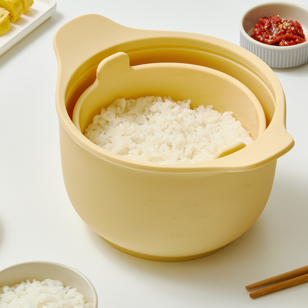 실리프랑 저당밥솥 저당질 다이어트 전자레인지찜기 캠핑밥솥 자취생 밥통 버터옐로우 1P