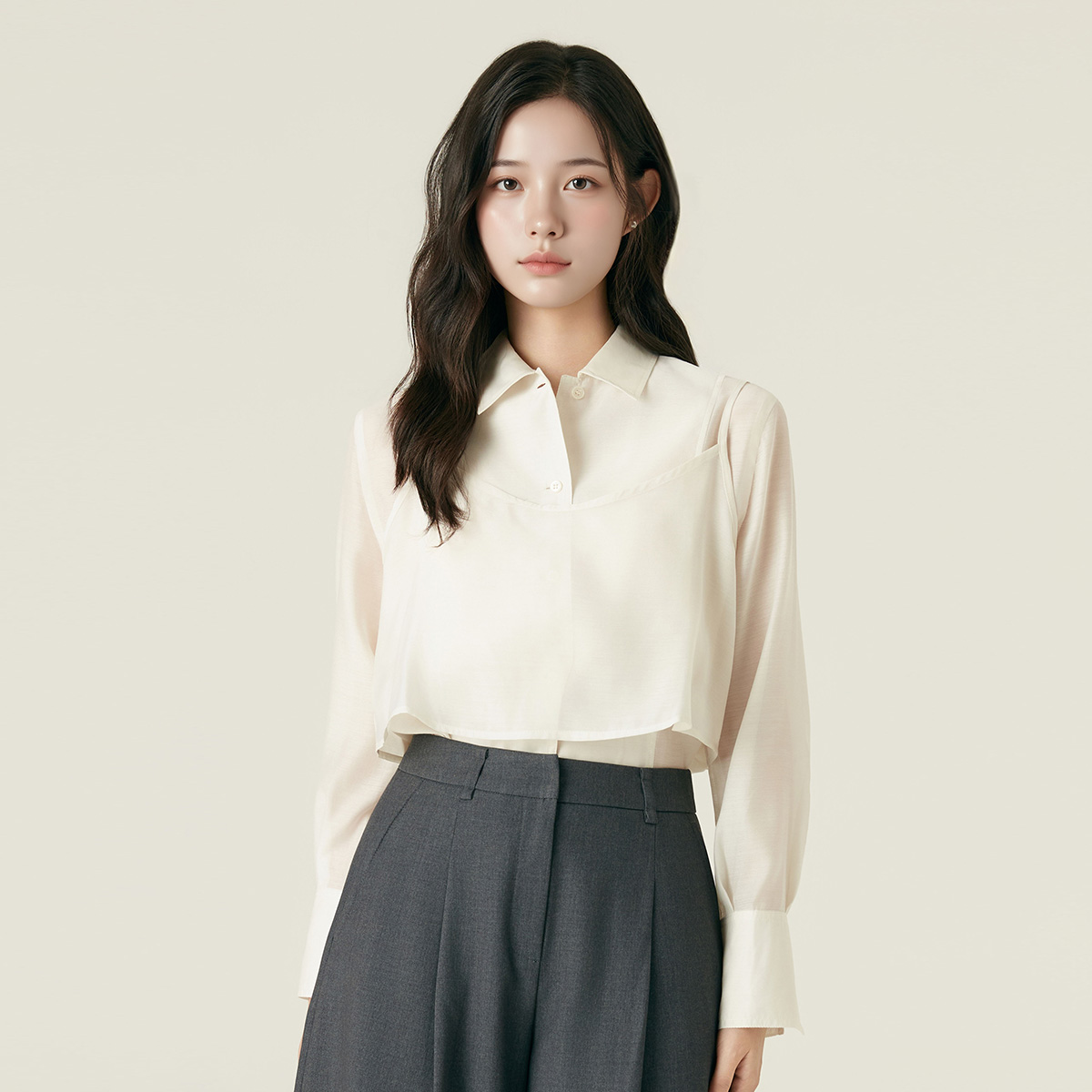 시스루 뷔스티에 세트 블라우스 RMBLF49R14 - 메인 이미지