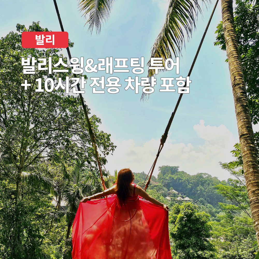 발리 스윙 & 래프팅 + 10시간 전용 차량 제공 택시투어 렌트카 (단독차량 픽드랍 포함)
