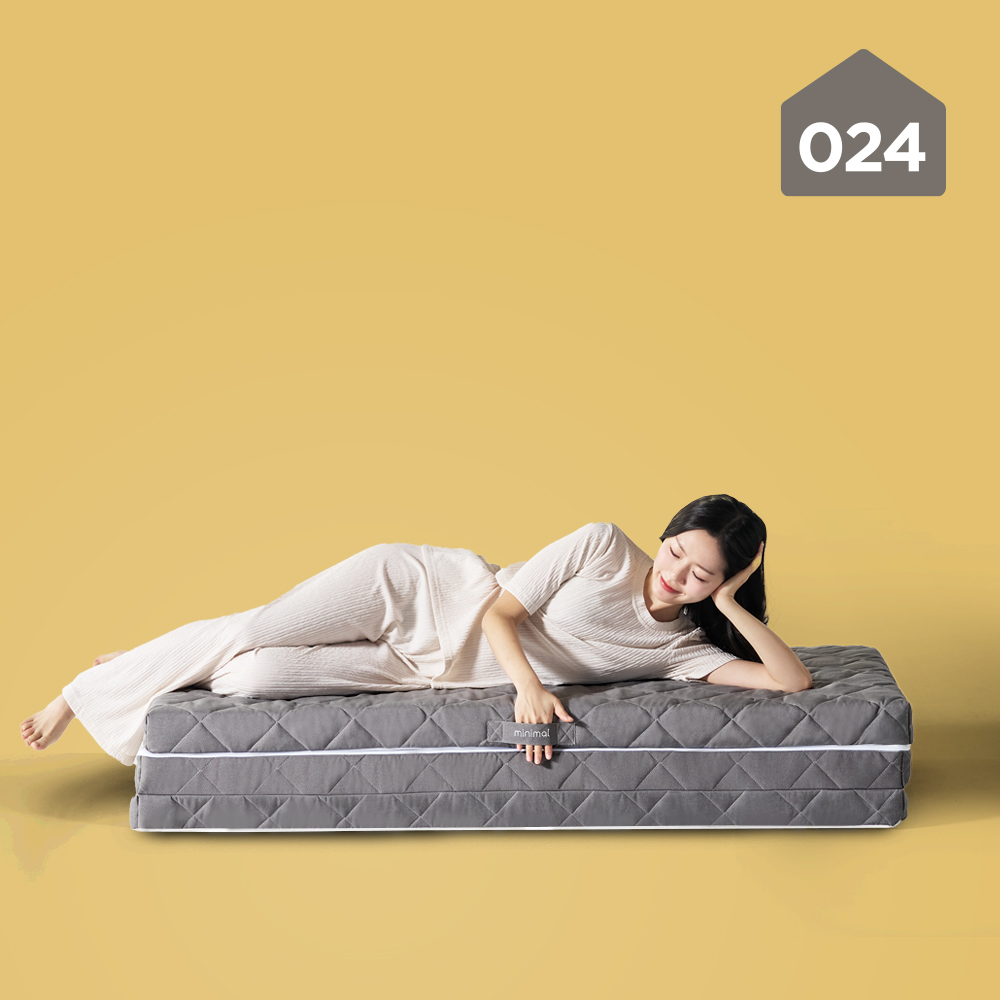 024홈 미니멀 푹신한 손잡이 3단 접이식 토퍼 매트리스 8cm 퀸