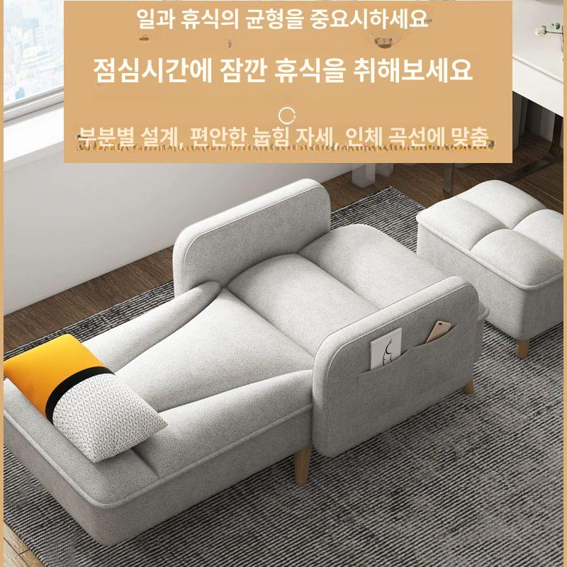 수유의자 무중력의자 편한1인용쇼파 수유 접이식 암체어 독서 눕는 안락의자 로비 거실 스모크그레이리넨스펀지버전 - 상세 이미지 3